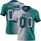 Custom Teal Gray-Navy Authentic Gradient Fashion Football Jersey