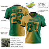 Custom Kelly Green Old Gold-Black Authentic Gradient Fashion Football Jersey