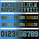 Custom Black Powder Blue-Gold Authentic Gradient Fashion Football Jersey