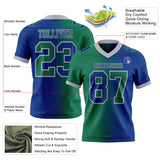 Custom Royal Kelly Green-Gray Authentic Gradient Fashion Football Jersey
