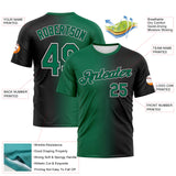 Custom Black Kelly Green-White Gradient Fashion Performance T-Shirt