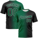Custom Black Kelly Green-White Gradient Fashion Performance T-Shirt