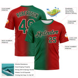 Custom Red Kelly Green-White Gradient Fashion Performance T-Shirt