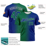 Custom Royal Kelly Green-Gray Gradient Fashion Performance T-Shirt