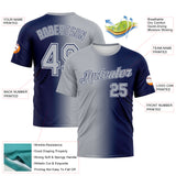 Custom Navy Gray-White Gradient Fashion Performance T-Shirt