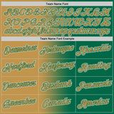 Custom Kelly Green Old Gold-White Gradient Fashion Performance T-Shirt