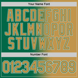 Custom Kelly Green Old Gold-White Gradient Fashion Performance T-Shirt