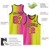Custom Neon Yellow Pink-Black Authentic Gradient Fashion Basketball Jersey