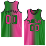 Custom Grass Green Pink-Black Authentic Gradient Fashion Basketball Jersey