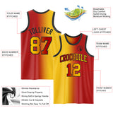 Custom Red Yellow-Black Authentic Gradient Fashion Basketball Jersey