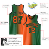 Custom Kelly Green Orange-Black Authentic Gradient Fashion Basketball Jersey