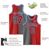 Custom Red Steel Gray-Light Blue Authentic Gradient Fashion Basketball Jersey