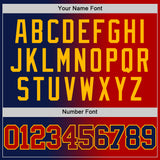 Custom Navy Red-Gold Authentic Gradient Fashion Basketball Jersey