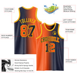 Custom Navy Orange-Gold Authentic Gradient Fashion Basketball Jersey