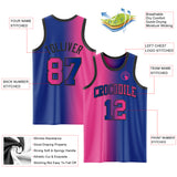 Custom Royal Pink-Black Authentic Gradient Fashion Basketball Jersey
