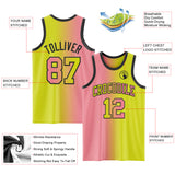 Custom Neon Yellow Medium Pink-Black Authentic Gradient Fashion Basketball Jersey