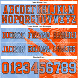 Custom Light Blue Orange-Black Authentic Gradient Fashion Scratch Football Jersey