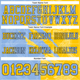 Custom Light Blue Yellow-Black Authentic Gradient Fashion Scratch Football Jersey