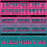 Custom Pink Teal-Black Authentic Gradient Square Shape Flag Football Jersey