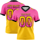 Custom Pink Yellow-Black Authentic Gradient Square Shape  7V7 Flag Football Jersey