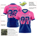 Custom Pink Royal-White Authentic Gradient Square Shape 7V7 Flag Football Jersey