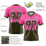 Custom Pink Olive-White Authentic Gradient Square Shape 7V7 Flag Football Jersey