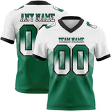 Custom White Kelly Green-Black Authentic Gradient Square Shape 7V7 Flag Football Jersey