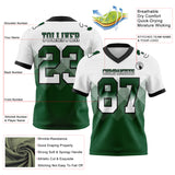 Custom White Green-Black Authentic Gradient Square Shape 7V7 Flag Football Jersey