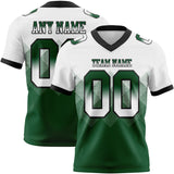 Custom White Green-Black Authentic Gradient Square Shape 7V7 Flag Football Jersey