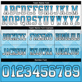 Custom White Sky Blue-Black Authentic Gradient Square Shape 7V7 Flag Football Jersey
