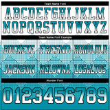 Custom White Teal-Black Authentic Gradient Square Shape 7V7 Flag Football Jersey
