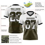 Custom White Olive-Black Authentic Gradient Square Shape 7V7 Flag Football Jersey