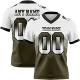 Custom White Olive-Black Authentic Gradient Square Shape 7V7 Flag Football Jersey