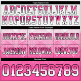 Custom White Hot Pink-Black Authentic Gradient Square Shape Flag Football Jersey