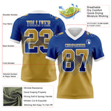 Custom Royal Old Gold-White Authentic Gradient Square Shape 7V7 Flag Football Jersey