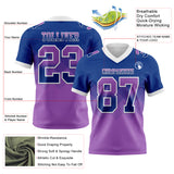 Custom Royal Medium Purple-White Authentic Gradient Square Shape 7V7 Flag Football Jersey