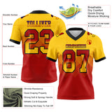 Custom Yellow Red-Black Authentic Gradient Square Shape 7V7 Flag Football Jersey