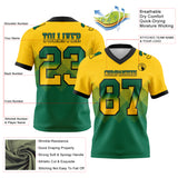 Custom Yellow Kelly Green-Black Authentic Gradient Square Shape 7V7 Flag Football Jersey