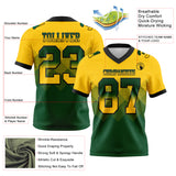 Custom Yellow Green-Black Authentic Gradient Square Shape 7V7 Flag Football Jersey