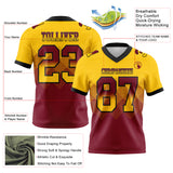 Custom Yellow Crimson-Black Authentic Gradient Square Shape 7V7 Flag Football Jersey