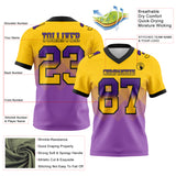 Custom Yellow Medium Purple-Black Authentic Gradient Square Shape 7V7 Flag Football Jersey