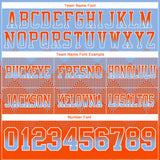 Custom Light Blue Orange-White Authentic Gradient Square Shape 7V7 Flag Football Jersey