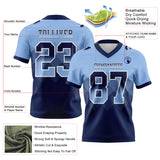 Custom Light Blue Navy-White Authentic Gradient Square Shape 7V7 Flag Football Jersey
