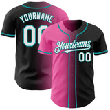 Custom Black White Pink-Teal Authentic Gradient Fashion Baseball Jersey