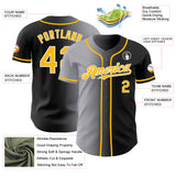 Custom Black Gold Gray-White Authentic Gradient Fashion Baseball Jersey