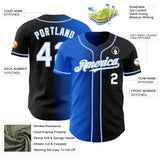 Custom Black White Thunder Blue-Light Blue Authentic Gradient Fashion Baseball Jersey