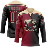 Custom Black Crimson-City Cream Gradient Fashion Hockey Lace Neck Jersey