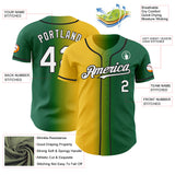 Custom Kelly Green White Yellow-Black Authentic Gradient Fashion Baseball Jersey