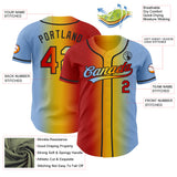 Custom Light Blue Red Yellow-Black Authentic Gradient Fashion Baseball Jersey