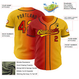 Custom Yellow Red Bay Orange-Black Authentic Gradient Fashion Baseball Jersey